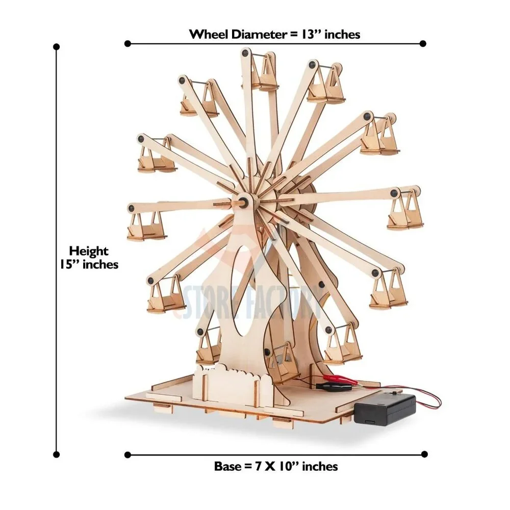 Wooden Ferris Wheel DIY 3D Puzzle Craft Kit STEM PROJECT Construction Toy Set